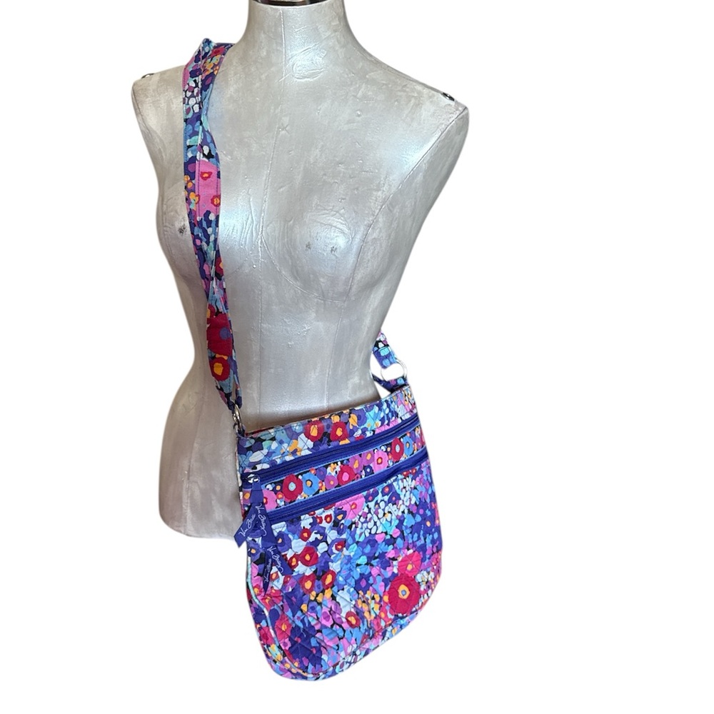 Vera Bradley Impressionista Triple Zip Hipster Crossbody Bag Floral Quilted